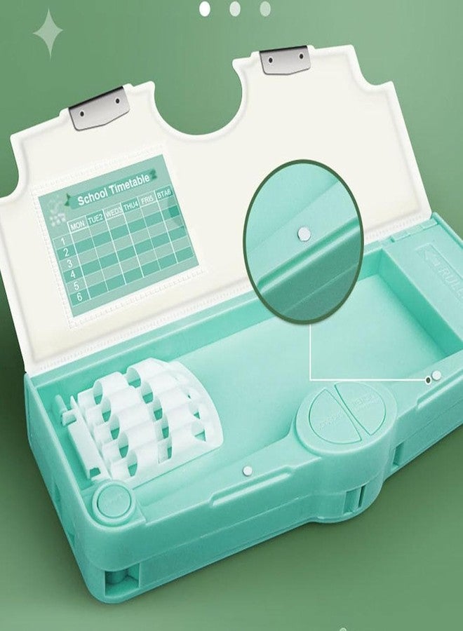 Parshya Plastic Multifunctional Cute School Pencil Box,Dinosaur Compass For Boys,Geometry Kids With Inbuilt Scissor,Ruler,Eraser & Sharpener,Magnetic Box,Best Gifts (Multicolor) - Image 4